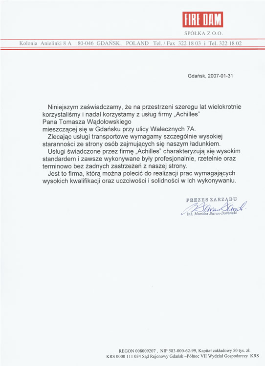 Referencje - Firedam